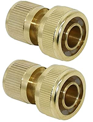CT - Raccordo per irrigazione 19 mm (3/4) in ottone, rapido raccordo connettori per tubo da giardino (2PACK)