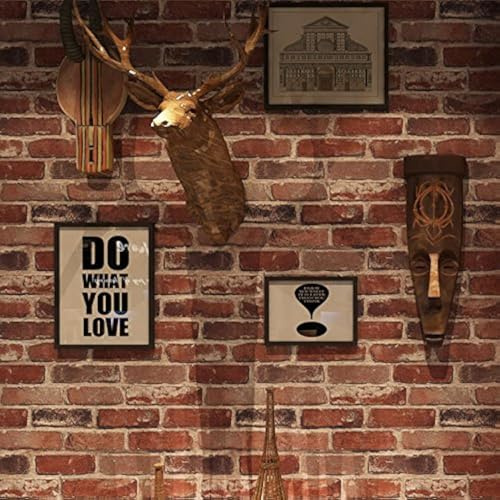 Okydoky Peel and Stick Rustic Red Brick Wallpaper - Self-Adhesive, Vinyl Waterproof Vintage Contact Paper for House Decoration, No.57104-10