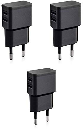 Wicked Chili 3er Set Dual USB Ladegerät 12W / 2400mA Pro Series Universal | Netzteil geeignet für Handy, Watch, Powerbank und Bluetooth Speaker, 2-Fach Netzadapter (Netzstecker 90° abgewinkelt)