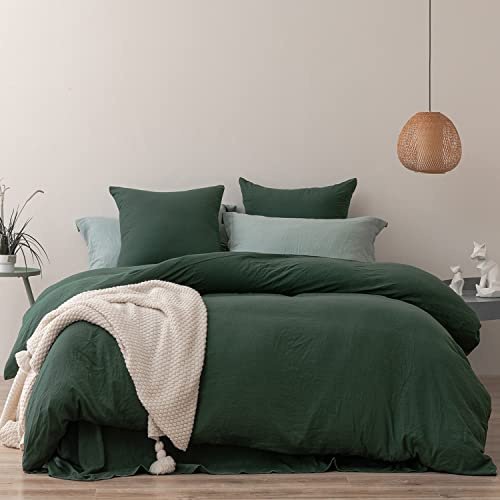 MILDLY Bettwäsche 200x220 Grün 2 Teilig, 100% Microfaser Einfarbig Bettwäsche-Set mit 2 Kissenbezüge 80x80 cm, ÖkoTex Zertifiziert & für Allergiker Geeignet, Bettwäsche Dunkelgrün mit Reißverschluss