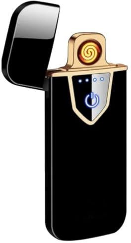 WORLD CLASS USB Rechargeable Electronic Lighter with Power Indicator, Ultra Thin Windproof Flameless Touch Switch Lighter for Candles - Black