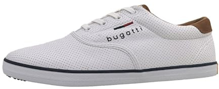 bugatti Canvas Sneaker aus Baumwolle, Low-Top-Leinenschuh mit Flexibler Sohle, Weiß, 46 EU
