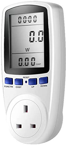Electricity Usage Monitor, Power Monitors Multifunction Power Meter Energy Monitor Analyzer UK Plug in Electricity Power Consumption Meter Energy Monitor Watt Kwh Analyzer with LCD Display