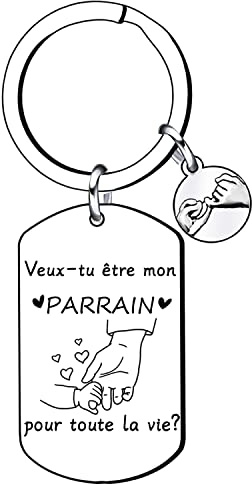 LKJHGF Porte Clé Parrain Cadeau Parrain Cadeau Parrain Marraine Demande porte cle veux tu etre mon parrain Porte Clef Personnalisé Cadeau Homme Anniversaire Cadeau Fête Des Pères