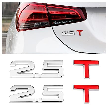 JNNJ 2 Pezzi 3D Metallo Stemmi Adesivo Auto, Tronco Logo Adesivi Emblema, Auto Distintivo Emblema Adesivo, Auto Logo Emblema Adesivi Alfabeto, Car Styling Decal Accessori in Metallo(2.5T)