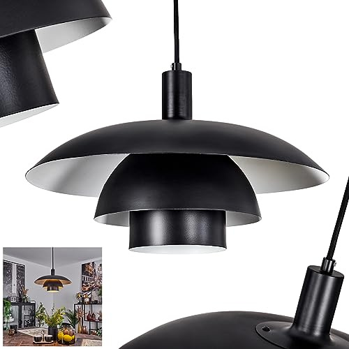 Hängeleuchte Sundet, Hängelampe aus Metall in Schwarz/Weiß, Pendelleuchte im skandinavischen Design mit rundem Schirm (Ø 38 cm), 1-flammig, Höhe max. 114,5 cm, 1 x E27 ohne Leuchtmittel