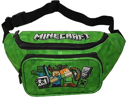Theonoi Kinder Minecraft Bauchtasche Gürteltasche Schultertasche Umhängetasche Tasche Hüfttasche Handytasche Reisetasche Kindertasche Geldgürtel für Schule Sport Outdoor (Grün Minecraft)