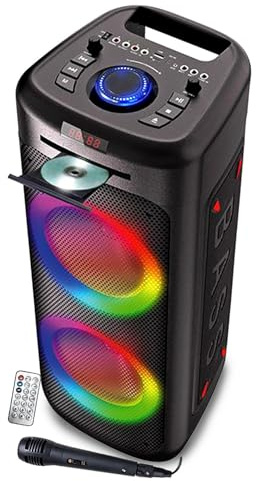 Enceinte Autonome Lumineuse Avec Lecteur CD Inovalley MS06 CD XXL Bluetooth 5.0 USB 1000W Karaoké, RADIO FM