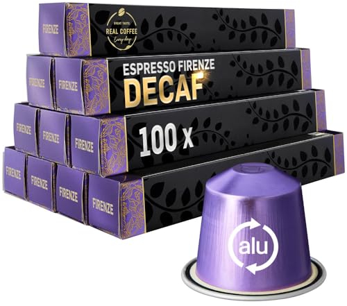 Decaf Italian 'Firenze' Espresso: Tastes Like Full-Caf | 100 Aluminum Capsules for Nespresso — Rich Flavor