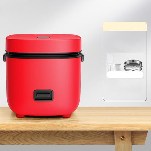 PanHuiWen Electric Rice Cooker Small 1 Person, Sushi Rice Cooker Small Korean Micro Rice Cooker 1.2 Litre, Non-Stick Removable Bowl,Red