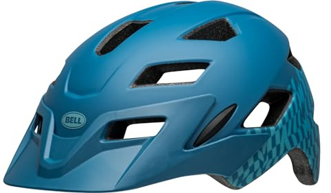 Bell Sidetrack Ce Youth Mountain Bike Helmet For Kids With Extended Rear Coverage And Visor, Inspired By Adult Models, Color: Blue, Size: UY