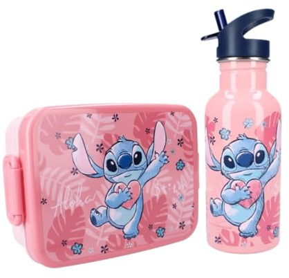 My sweety pop Ensemble repas Boîte à goûter + Gourde Lunch box Hydratation | Stitch Pour enfant école Vacances Repas Pour Fille Rose