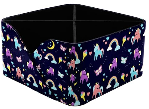 VAPOKF Einhorn Regenbogen Schmetterling und Mond Muster Schreibtisch Organizer mit 4 Fächern, Bleistifthalter, Stiftehalter, Stiftehalter, Aufbewahrungsbehälter für Schreibtisch, Desktop-Aufbewahrung,