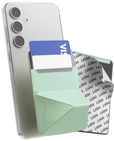 MOFT Portafogli Portacarte per Cellulare, Porta carte Adesivi Supporto per Telefono, Invisibile Adesiva Supporto Cellulare in MOVAS Pelle Vegana per iPhone Android Smartphone (Peppermint)