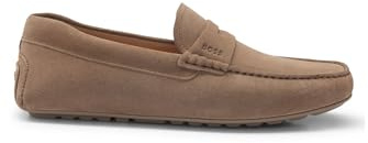BOSS Hommes Noel Mocc Mocassins en Cuir suédé avec Finition Penny