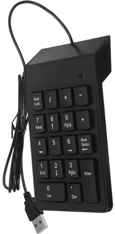 KONTONTY Teclado Numérico USB para Portátil 19 Teclas, Compacto y Resistente, Color Negro, Adecuado para Finanzas Obsequio Práctico