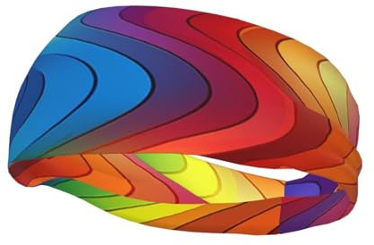 Sport-Stirnbänder für Männer und Frauen, feuchtigkeitsableitende Schweißbänder, Regenbogen-Stirnbänder, weiches, breites Haarband zum Laufen, athletisches Handtuch-Stirnband