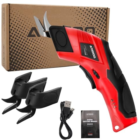 Schnurlose Elektrische Schere mit 2 Klingen und 2000mAh Akku, 8mm Max. Schnitttiefe, Schneiderschere von Stoff, Pappe, Kunststoff und dünnem Metall