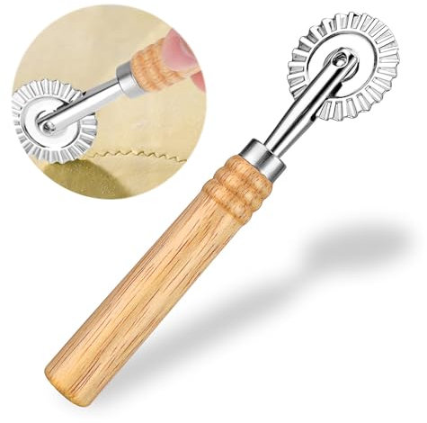 1 pcs Pasta Cutter Wheel Ravioli Cutter Wheel with Roller Pizza Cutter Wheel Dumpling Lace Making Zinc Alloy Noodle Making Cutter for Kitchen,Pizza Roller