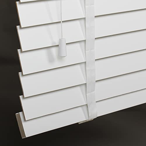 Massivholz-Jalousien für Fenster, Verdunkelung, weiße Holzrollos für Zuhause/Büro/Küche/Badezimmer/Schlafzimmer/Wohnzimmer, atmungsaktiver Sonnenschutz Fensterläden, 50 x 120 cm