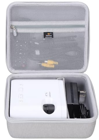 Coque pour mini projecteur VISSPL Full HD 1080p Vidéoprojecteur, étui | Étui de transport, livré avec 1 séparateur mobile, poche en maille zippée pour ranger la télécommande