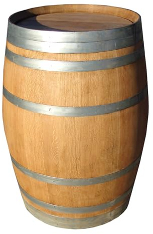 Fassl Baron Holzfass Stehtisch aus gebrauchtem Weinfass -Abgeschliffen & Geölt- Fassbar oder Gartentisch. D/H=70/95cm- Dekofass 225 Liter aus Eiche Holzfässer Fasstisch