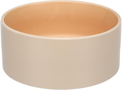 Flamingo Bol pour nourriture et eau de hanche ronde beige/orange - 1,2 L, luxe en céramique de haute qualité, robuste et durable, design élégant