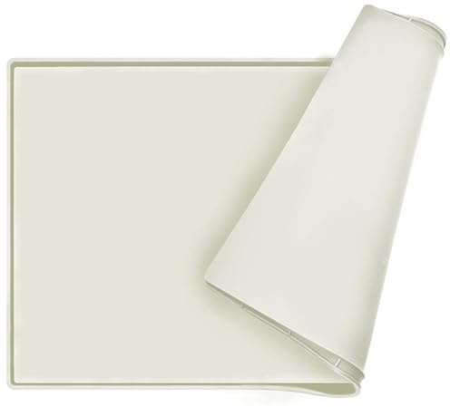 BESTORI Napfunterlage für Hunde Katze rutschfest Silikon Futtermatte wasserdichte Haustierfutter Matte Waschbar Futternapf Unterlage Platzset für Haustiere, Beige 1, 40 x 60 cm