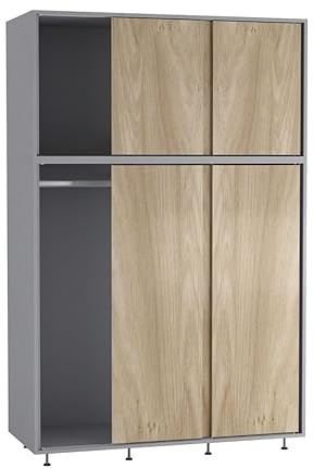 URBNLIVING 6-Door Sliding Wardrobe, Modern Freestanding Bedroom Storage with Smooth Sliding Doors, Adjustable Feet & Hanging Rail - Spacious & Stylish Closet for Organised Living