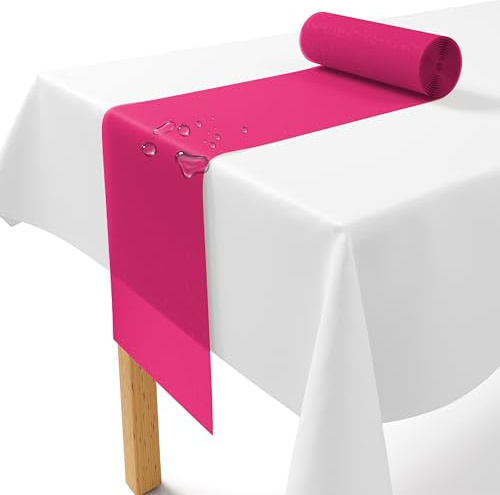 Fleece bordslöpare rosa [30 cm x 25 m] – engångsbordsband som ädel bordslöpare bordsdekoration för bröllop, nattvard, dop, födelsedag, jul och ölbordsfester
