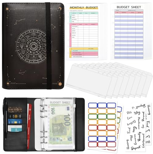 Budget Planner Budget Binder A6 – bugplanerare hushållsbok med sedelfack, kontantfyllning, finansplanerare, kuvertmetod, sedelplanerare, pengar, arrangör, sparbössa med folie för att spara sparchallar