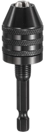 sourcing map Keyless Drill Chuck 1/4 Hex Shank Chuck Conversion Adapter 0.012-0.26 Quick Change for Round-Shank Cordless Screwdrivers Drills Power DIY Tools, Black