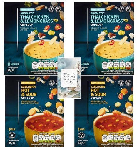 Instant Soup Hamper Bundle Consisting Of Thai Chicken and lemongrass And Szechuan Hot & Sour Cup Soup (4 Mixed Pack) – By Oerich Gift