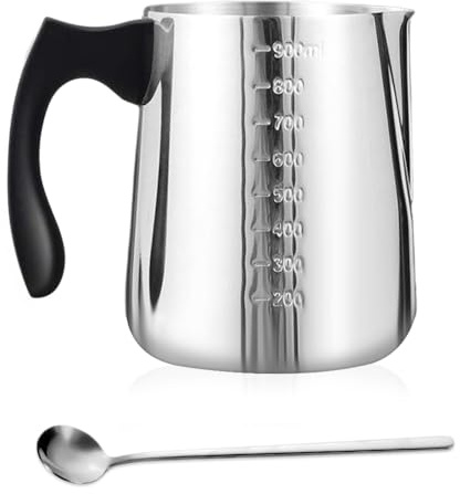 YZROHYI Pentolino Sciogli Cera per Candele 900 ML,Pentola per Candele Fai Da Te,Pentolino per Sciogliere Sapone Inox,Pentola Fusione Cera con Bilancia E Cucchiaio,Casseruola per Produzione Candela