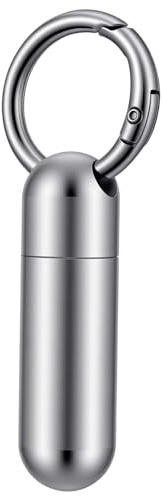 YBEATY Kleine Pillendose mit Schlüsselanhänger wasserdichtes Pillenetui mit Karabinerhaken Mini Metall Pillenorganizer Medikamenten-Organizer für unterwegs Pillenhalter täglicher Reisen Outdoor