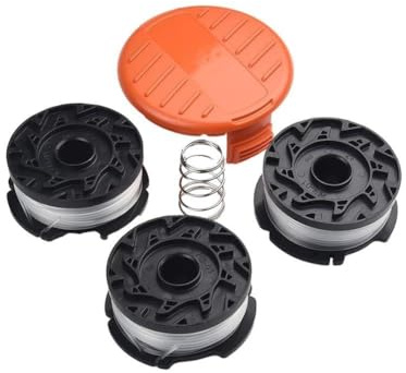 MoSundi Replacement String Trimmer Line Spool for Black+ Decker AF-100, 0.065 inch (1.65mm) Diameter, 30ft Nylon Line, Includes Cap & Spring, 3-Pack or 6-Pack 3+1+1