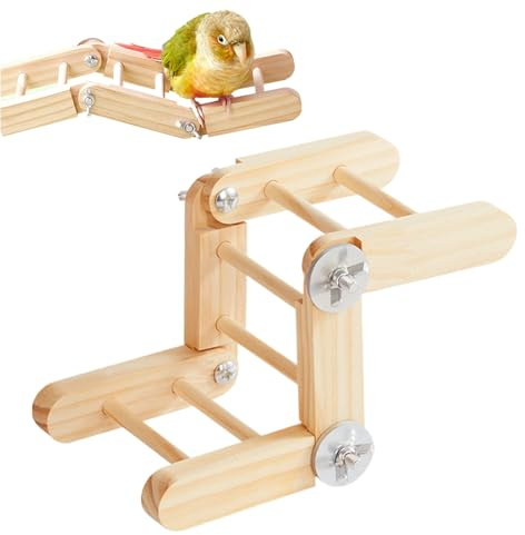 Vogelleiter aus Holz – Stehender Kausitz, verstellbares Kletterspielzeug | Käfig-Aktivitätsleiter für Turteltaubensittiche, Finken, fördert die Schnabelpflege und die Gesundheit des Zahnfleisches,