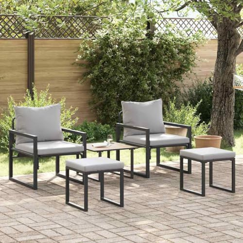 Ordellia Gartenmöbel-Set mit Kissen, 4-teilig, Hellgrau Polyester, Modernes Outdoor Lounge-Set für Terrasse und Garten, UV-beständig, Robust