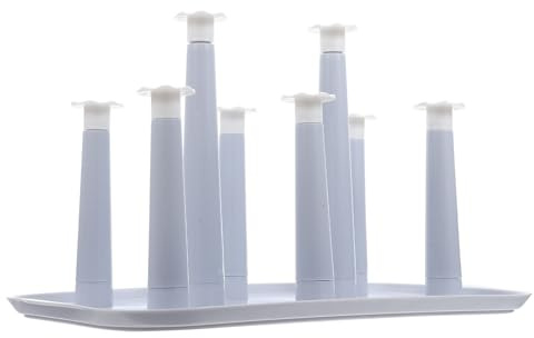 MOBUTOFU Supporto Scolapiatti per Bicchieri in Plastica Grigio-blu, Porta Borracce e Organizer Salvaspazio per Cucina e Scrivania, Metodo di Asciugatura Rapido e Pratico