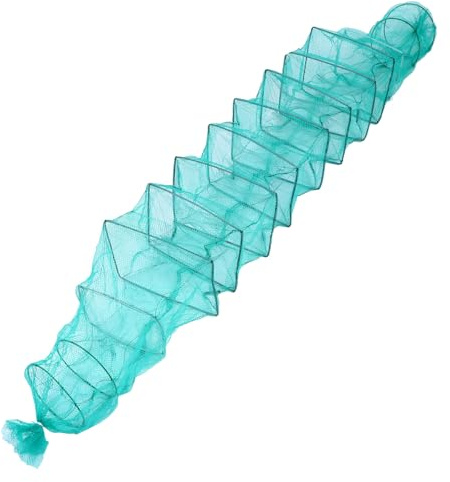 TOYANDONA Piège à Pêche Portable en Nylon 14 Sections 3 Mètres, Filet à Poissons 25x33 Cm sans Revêtement, pour Crevettes, Crabes et Homards, Accessoire Compact Pliable pour Pêche en Plein