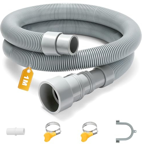 VINATO Ablaufschlauch Verlängerung 1m, Waschmaschinenschlauch mit Bügel, Adapter & Schlauchschellen – Universell für Waschmaschine & Spülmaschine, schnell montiert, dicht & robust