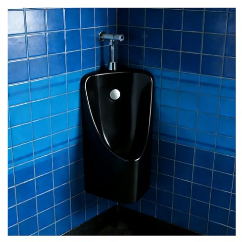 Orinatoio da parete da uomo, design in ceramica a prova di perdite, a risparmio idrico, facile da installare e pulire, moderno orinatoio nero per uso domestico o commerciale