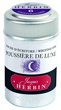 Jacques Herbin 20148T - Une boite de 6 cartouches d'encre pour stylo-plumes et stylos roller (produit sans emballage - objectif zéro déchet), Poussière de lune