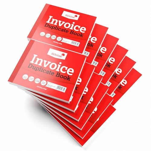 Silvine Blocco fatture doppio, numerato da 1 a 100, con foglio indice (102 x 127 mm), confezione da 12