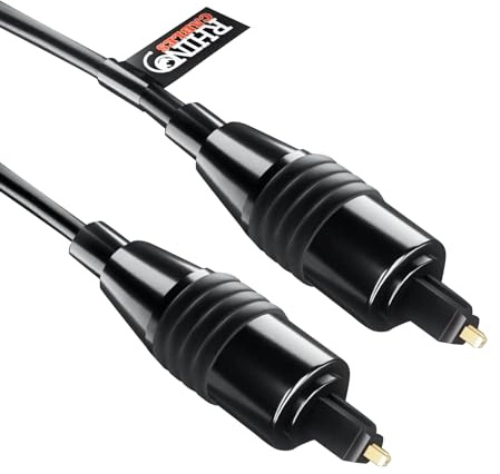 rhinocables Toslink Optical Audio Cable with Gold plated Contacts (1m) | Durable and Reliable Build: Constructed with premium materials, our Toslink cable ensures long lasting durability and