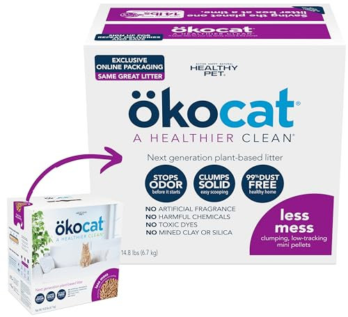 Healthy Pet ökocat Natural Wood Cat Litter, 13.5-Pound, Clumping for Long Hair Breeds