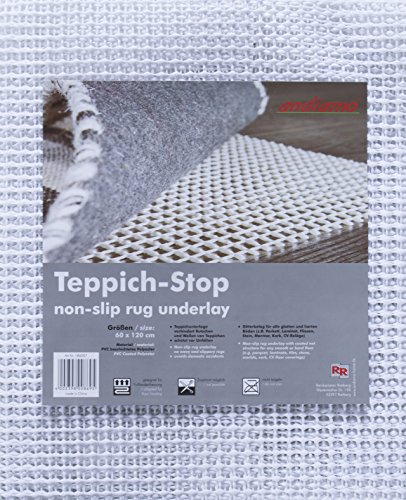 andiamo Teppich Stop Antirutschmatte für Teppich - rutschfeste Unterlage, um ein Verrutschen des Teppichs zu verhindern - Teppich Antirutschunterlage 60 x 120 cm, Weiß