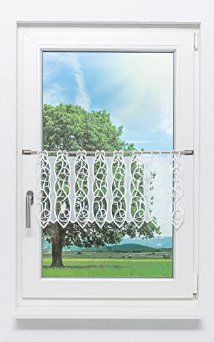 Plauener Spitze Scheibengardine Loop (Bx H) 48,6cm * 32cm weiß/Weiß