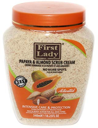 First Lady Activated Papaya & Almond Scrub Cream 539.7 ml - No more spots - Face & Body