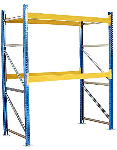 Palettenregal, Stecksystem mit 2 Paar Tragbalken, HxBxT 3500x2025x1100 mm, Tragkraft 3100 kg/Tragbalkenpaar